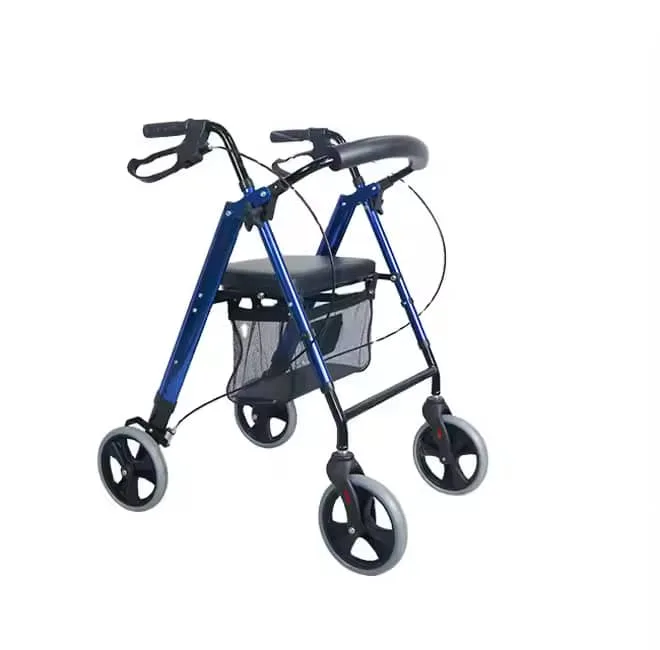 Four-wheel aluminium rollator with seat and bag