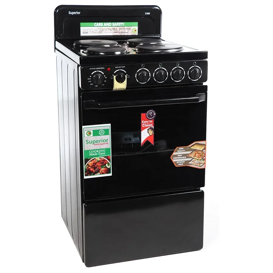 Superior C400 4-plate electric stove, black