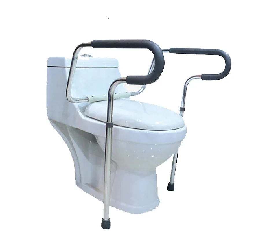 Toilet support frame with armrests