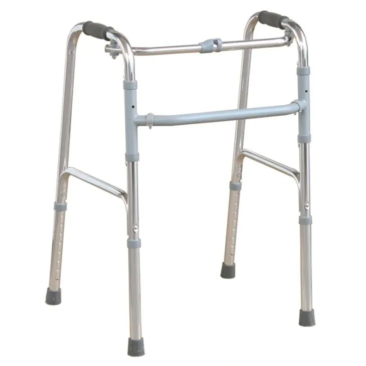 Folding walking frame, height adjustable