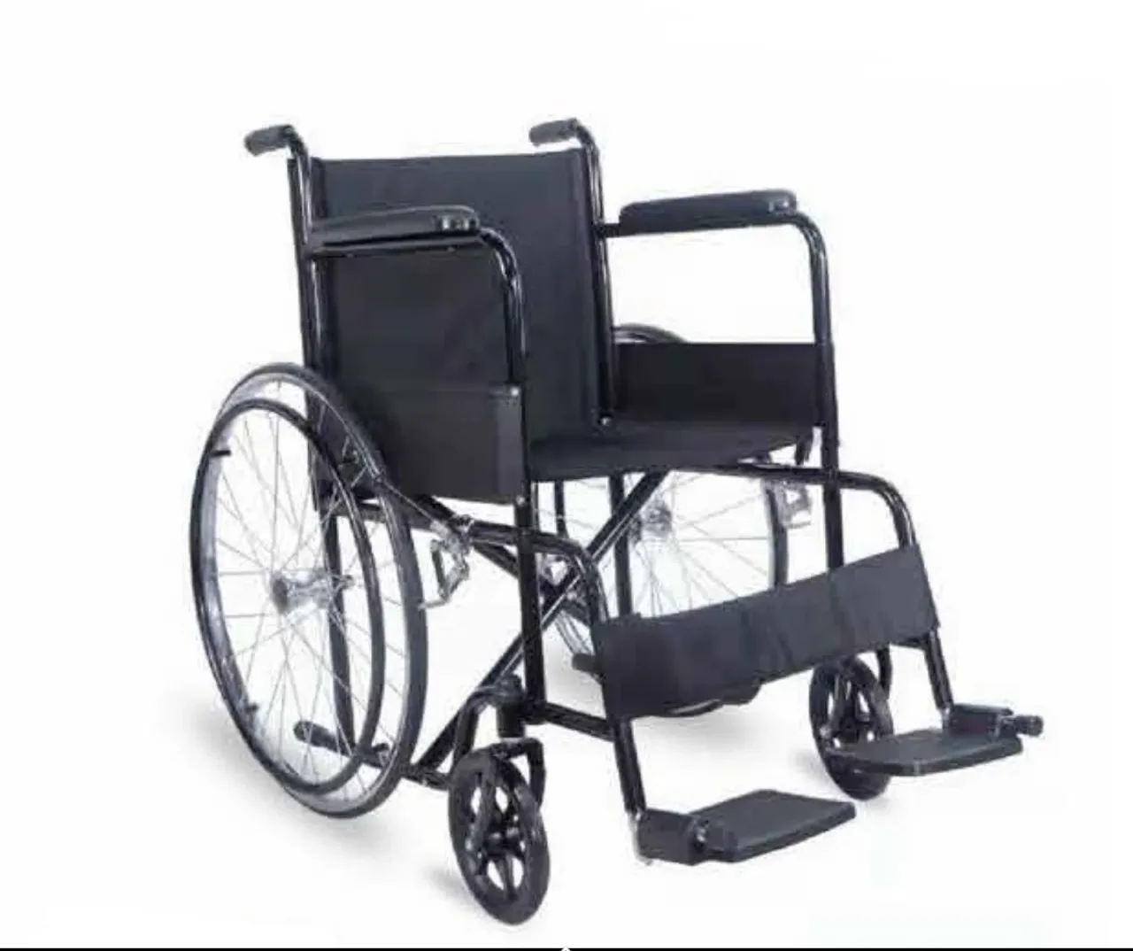 Folding wheelchair, solid wheels, 46 cm seat