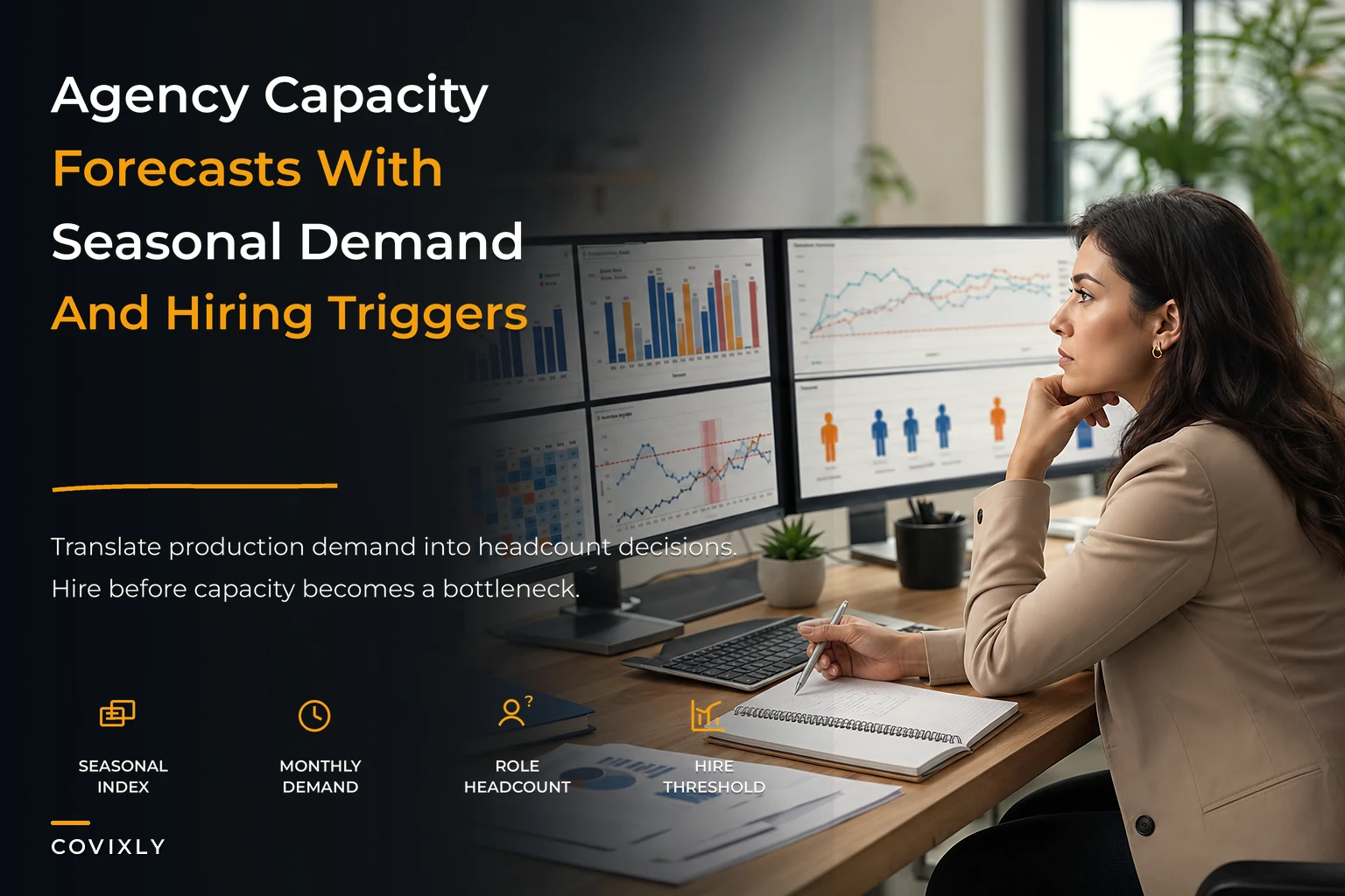 Capacity planning for agencies: a forecasting model with seasonality and hiring triggers