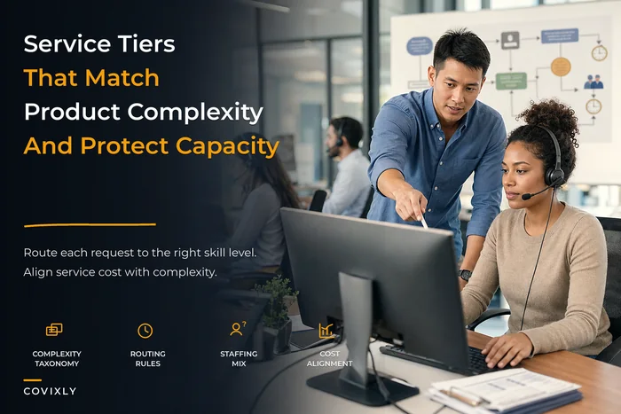 Tier service by product complexity: routing rules, staffing mix and a transition plan