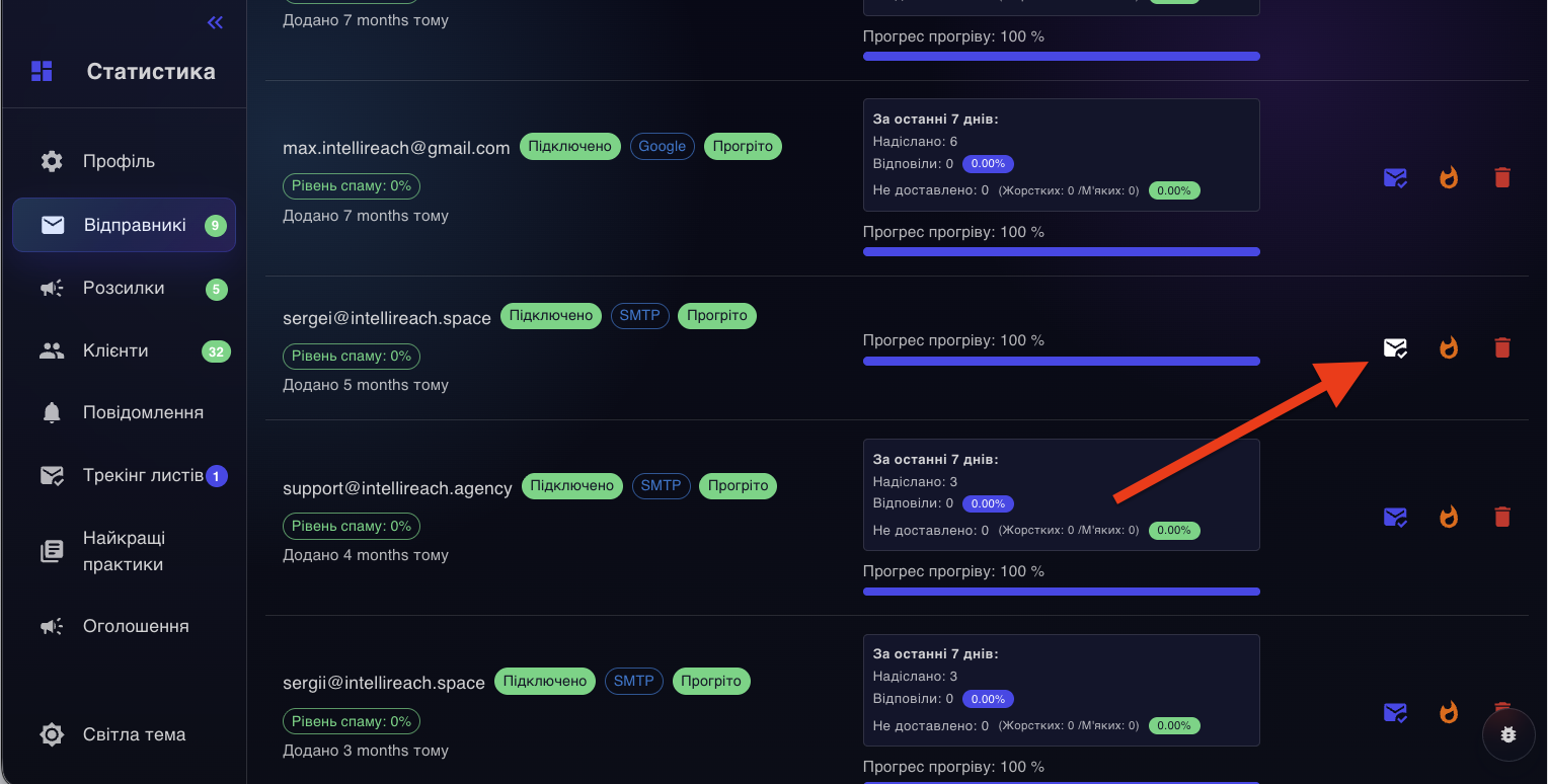 Налаштування IMAP-трекінгу відповідей для відправника