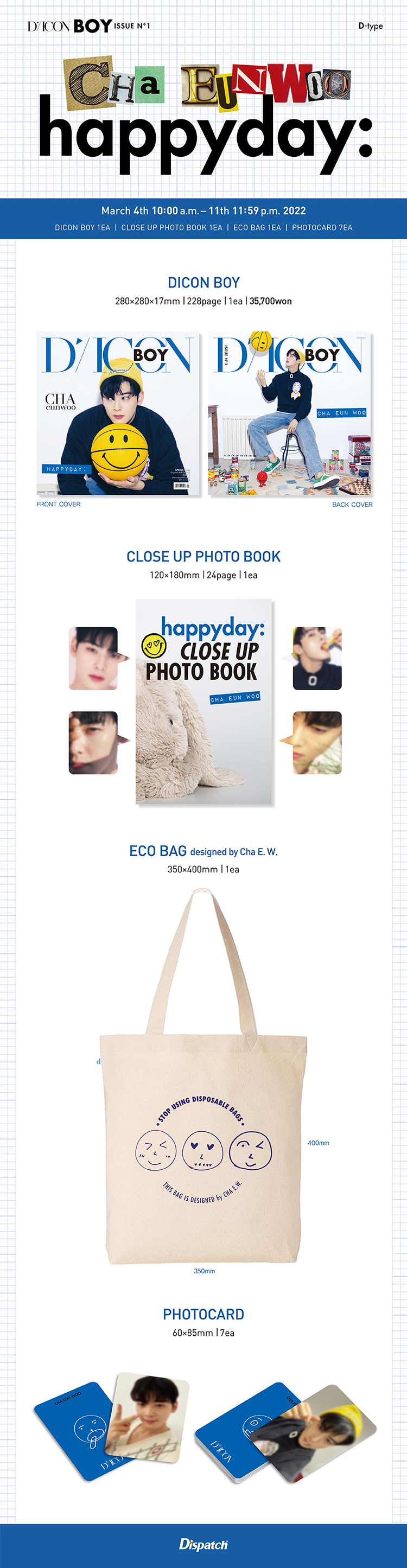 DICON BOY ISSUE N1 CHA EUNWOO happyday Dtype