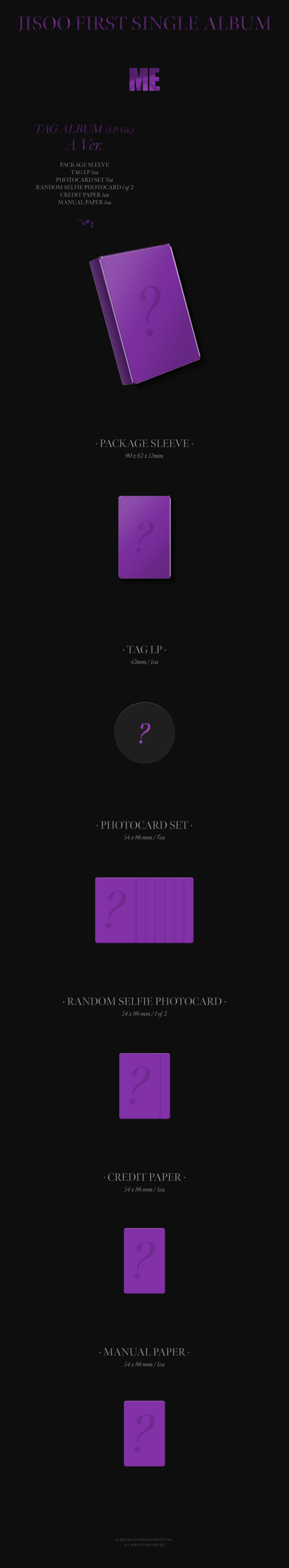 JISOO  1st Single YG TAG ALBUM  LP A ver and Photocard