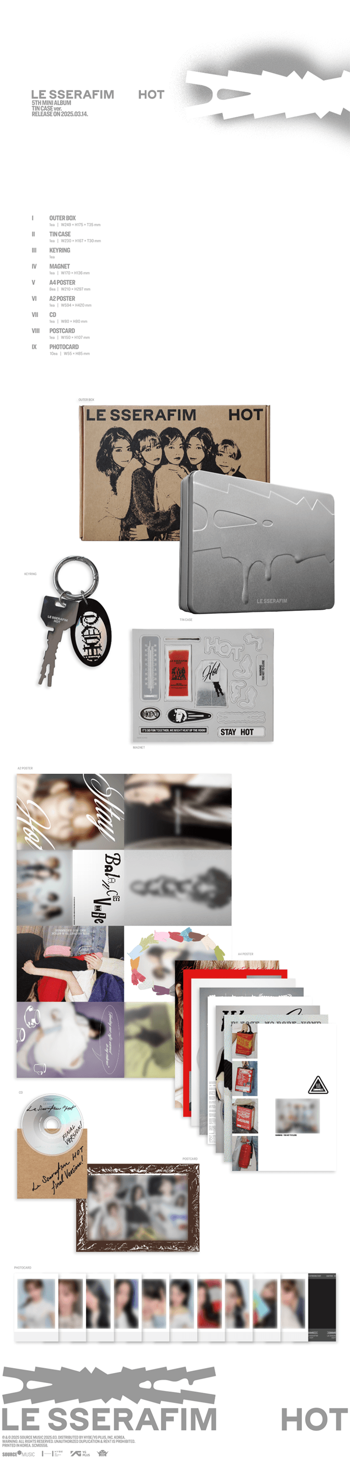 LE SSERAFIM 5th Mini Album HOT TIN CASE ver and with weverseshop gift