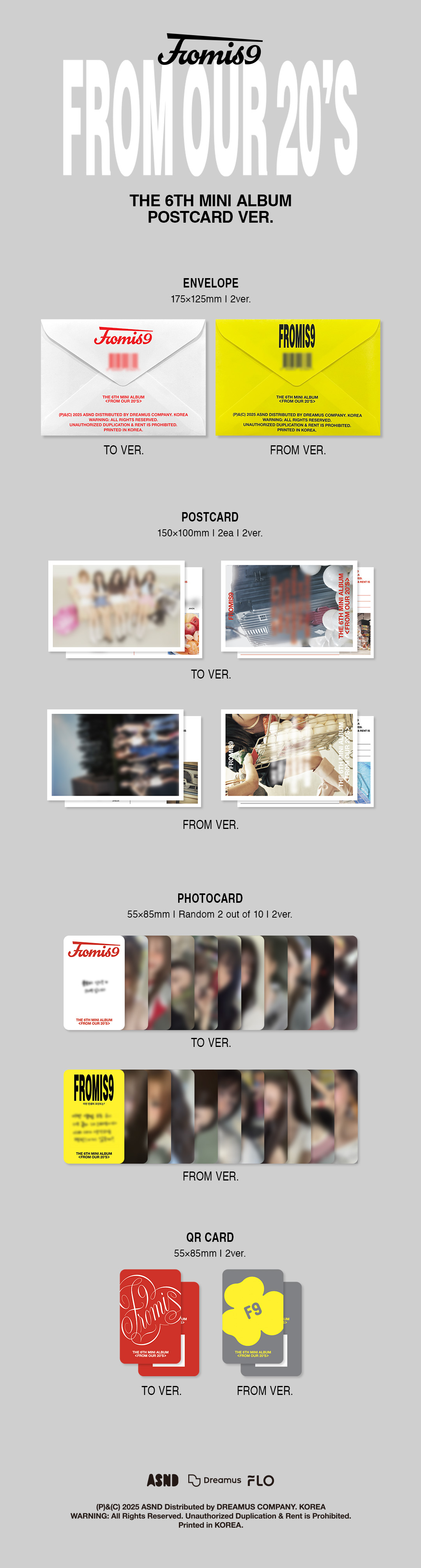 FROMIS_9 6TH MINI ALBUM FROM OUR 20’S POSTCARD VER 2types Random Ver