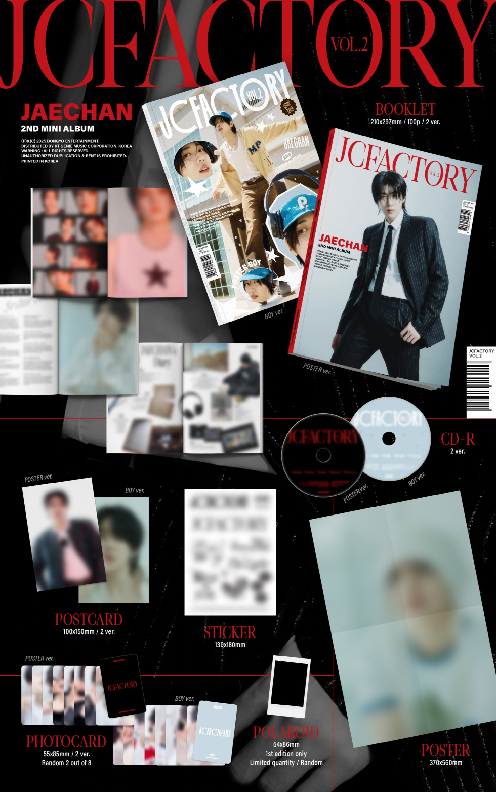 JAECHAN 2ND MINI ALBUM JCFACTORY_VOL2 Poster ver/ Boy ver 2types Random Ver