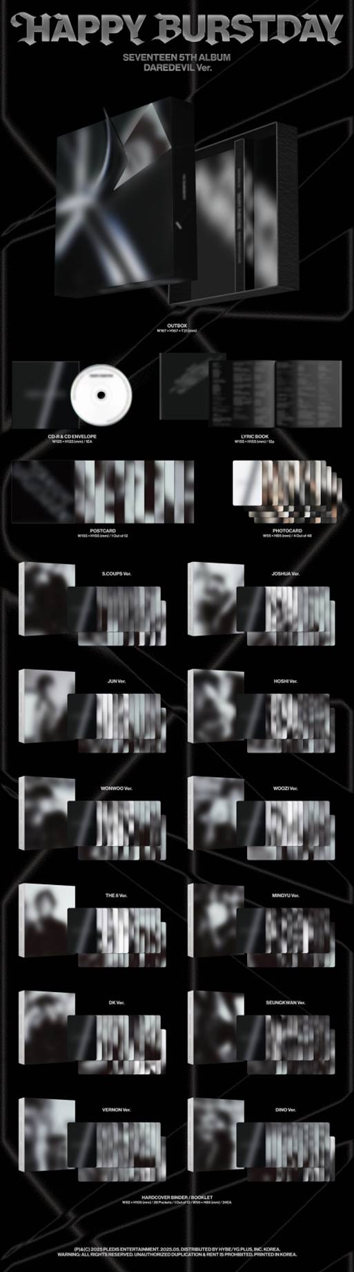 SEVENTEEN 5th Album ‘HAPPY BURSTDAY’ DAREDEVIL Ver 12types Random Ver