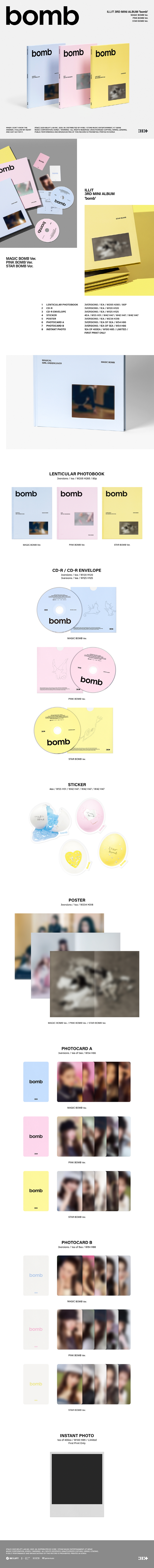 ILLIT 3RD MINI ALBUM bomb MAGIC BOMB Ver / PINK BOMB Ver / STAR BOMB Ver 3types Random Ver