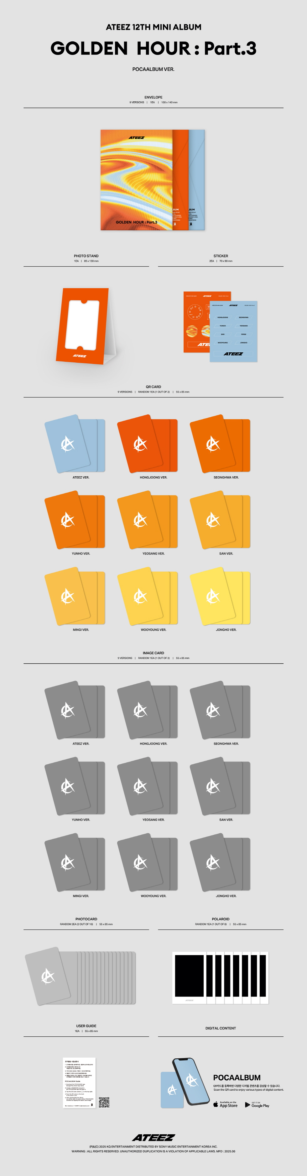 ATEEZ 12th Mini Album GOLDEN HOUR Part3 POCA 9types Random Ver