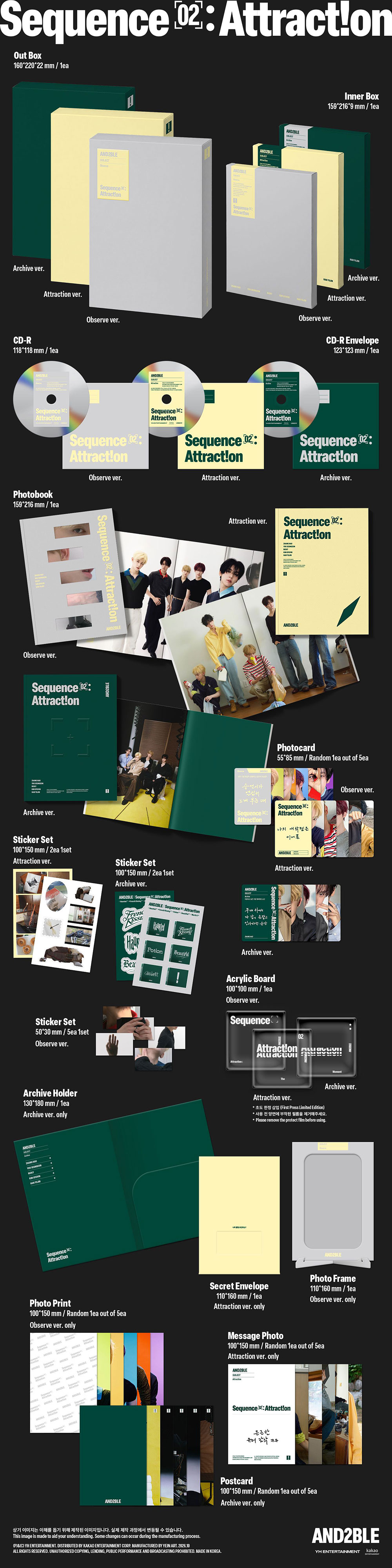 AND2BLE  2nd Mini Album Sequence 02 Attraction Observe ver / Attraction ver / Archive ver 3types Random Ver