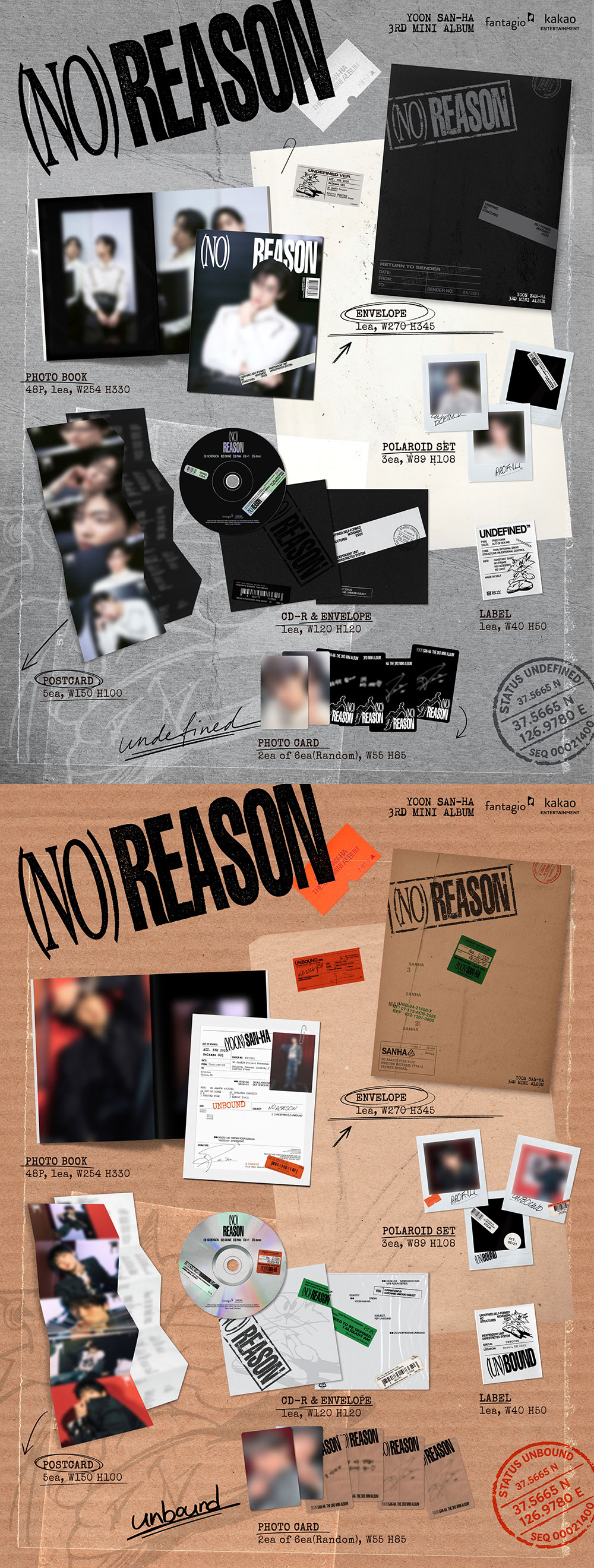 YOON SAN-HA - 3RD MINI ALBUM [NO REASON] (UNDEFINED Version. / UNBOUND Version.) (2types Random Version.)