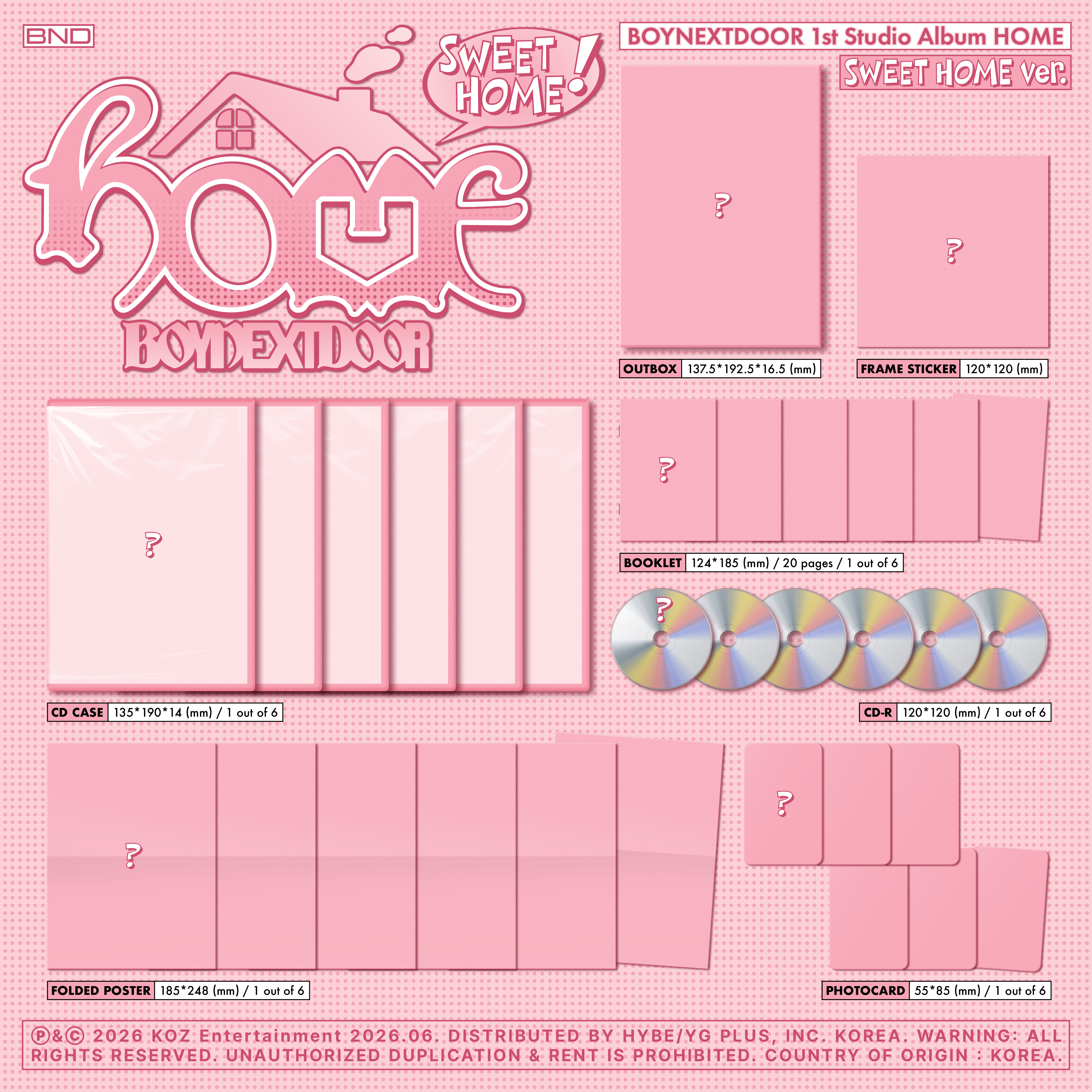 BOYNEXTDOOR - 1st Studio Album [HOME] (SWEET HOME Version.) (6types Random Version.)