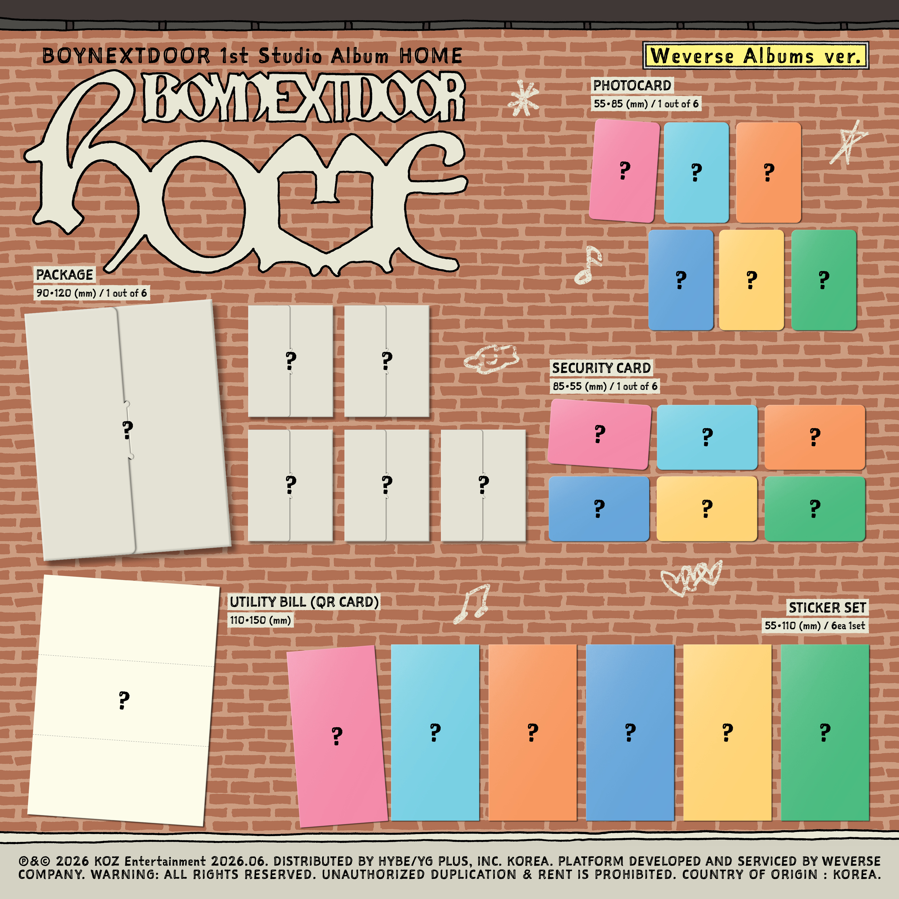 BOYNEXTDOOR - 1st Studio Album [HOME] (Weverse Albums Version.) (6types Random Version.)