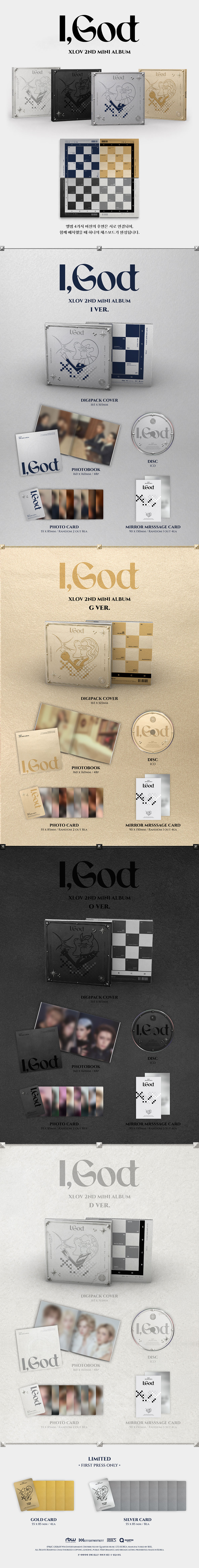 XLOV  2ND MINI ALBUM IGod I VER/G VER/O VER/D VER 4types Random Ver