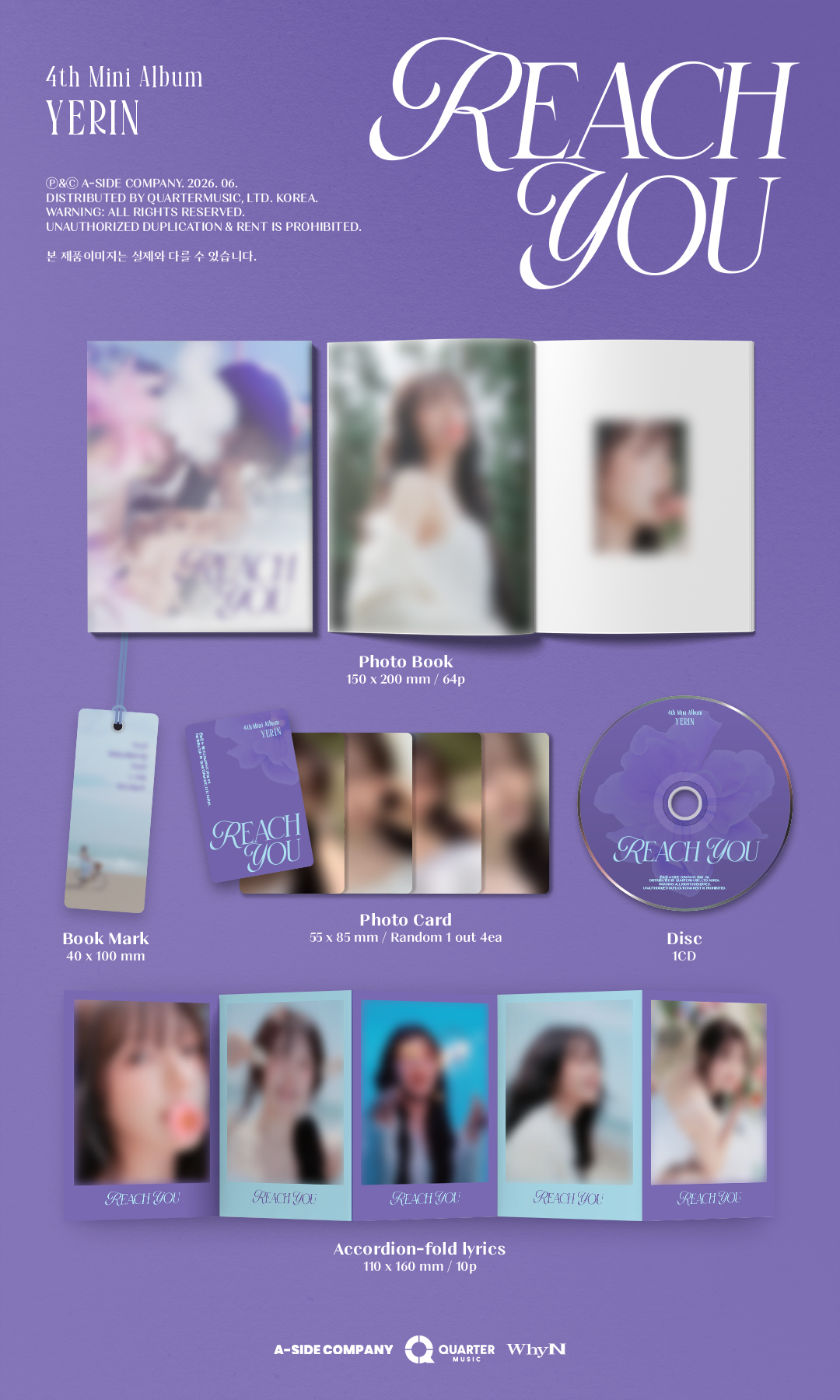 YERIN - 4TH MINI ALBUM [REACH YOU] DIGIPAK Version.