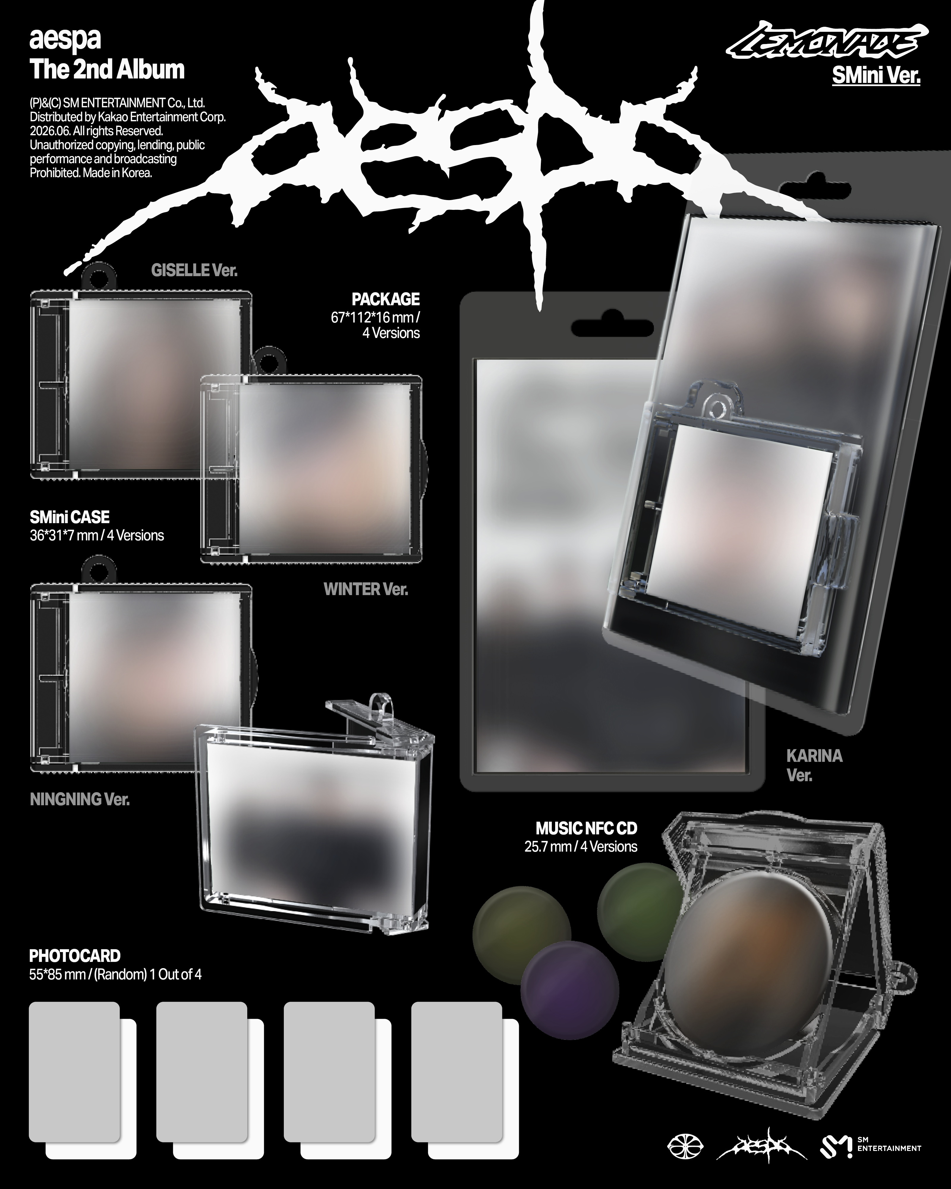 aespa - 2ND ALBUM [LEMONADE] (SMini Version.) (4types Random Version.)