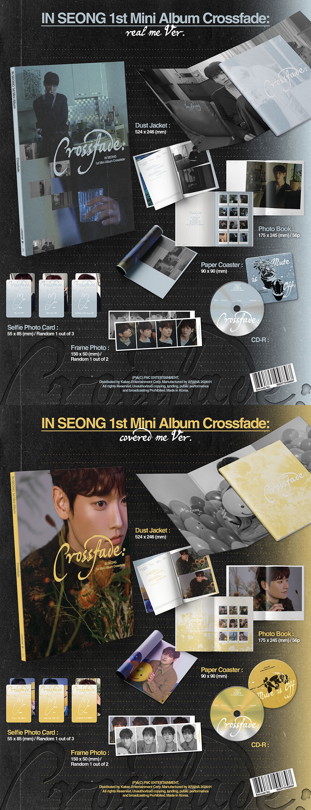 IN SEONG  1st Mini Album Crossfade real me Ver / covered me Ver 2types Random Ver
