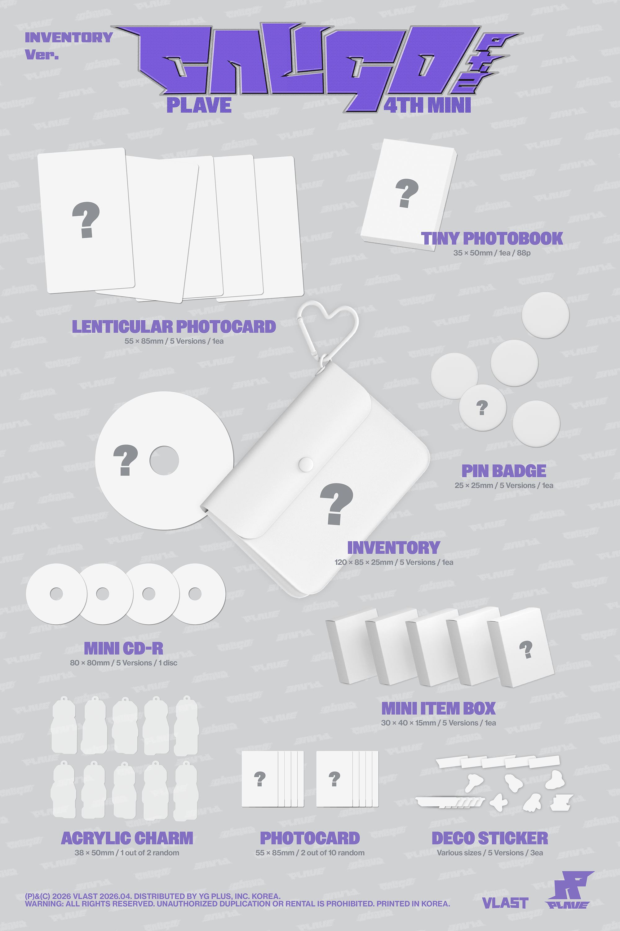 PLAVE  4th Mini Album Caligo Pt2 INVENTORY Ver5types Random Ver