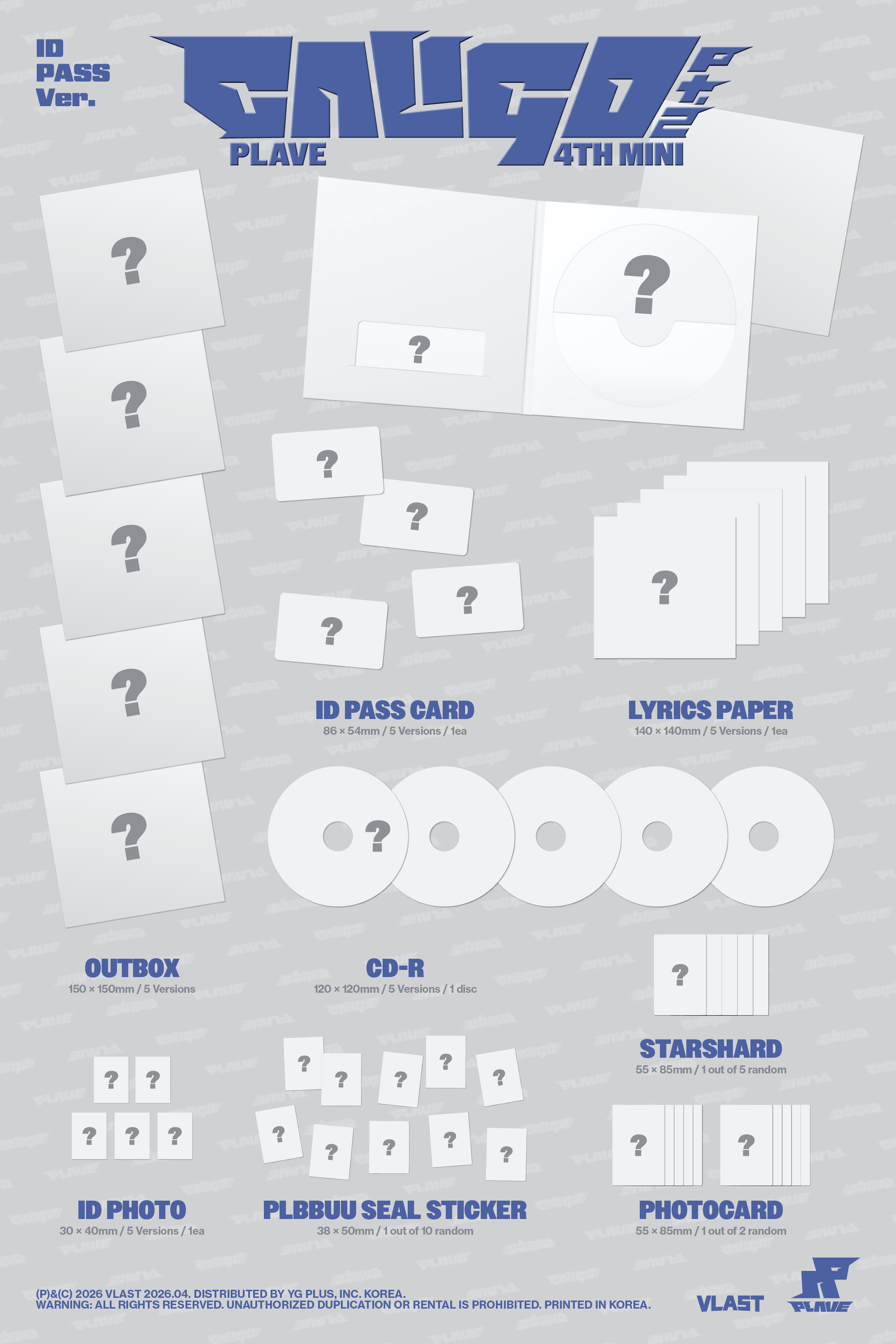 PLAVE  4th Mini Album Caligo Pt2 ID PASS Ver5types Random Ver
