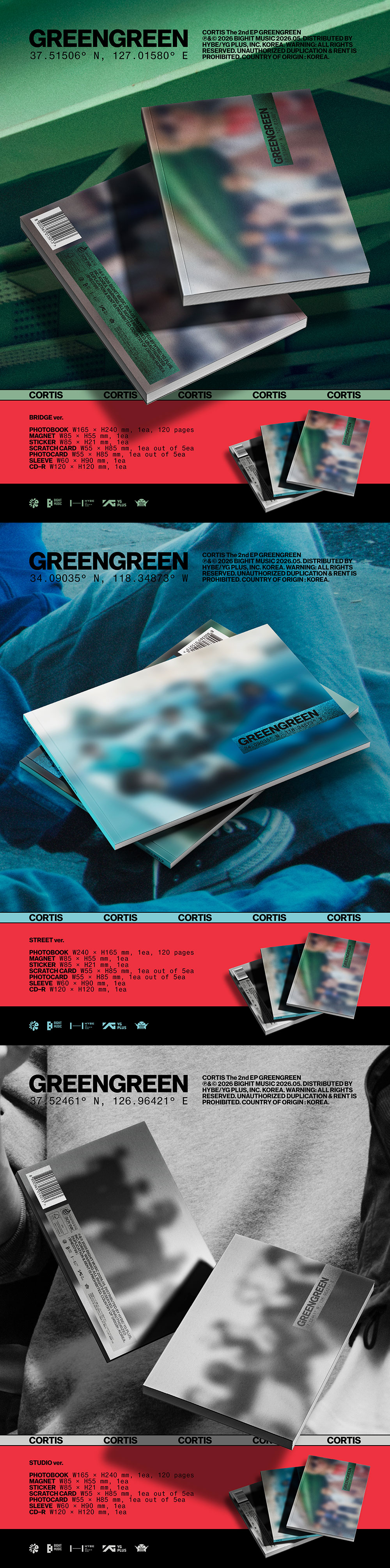 CORTIS - The 2nd EP [GREENGREEN] (BRIDGE Version. / STREET Version. / STUDIO Version.)(3types Random Version.)