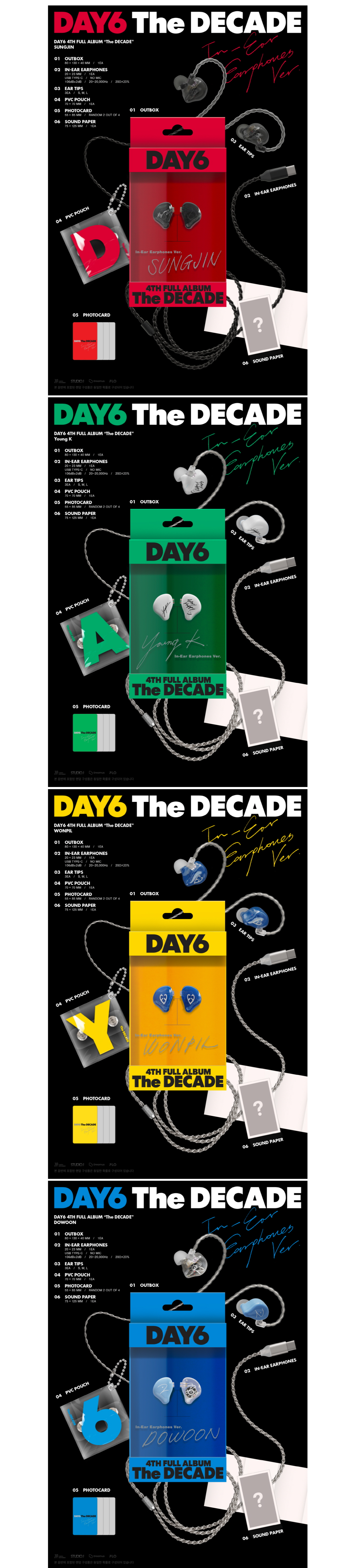 DAY6 The DECADE INEAR EARPHONES VER 4types Random Ver