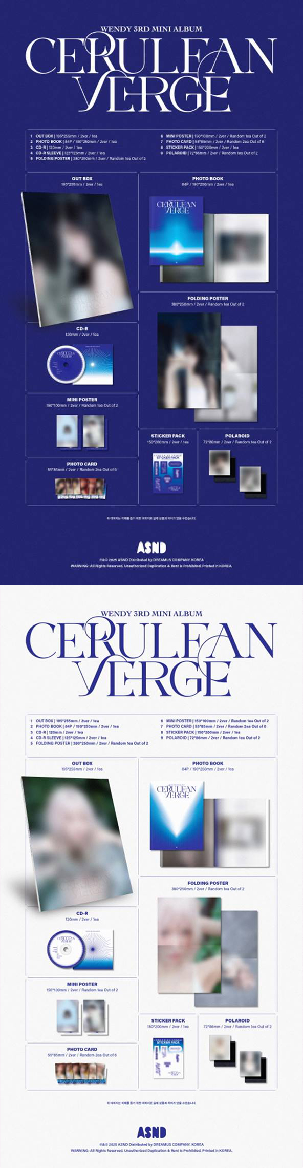 WENDY 3RD MINI ALBUM CERULEAN VERGE PHOTOBOOK VER 2types Random Ver