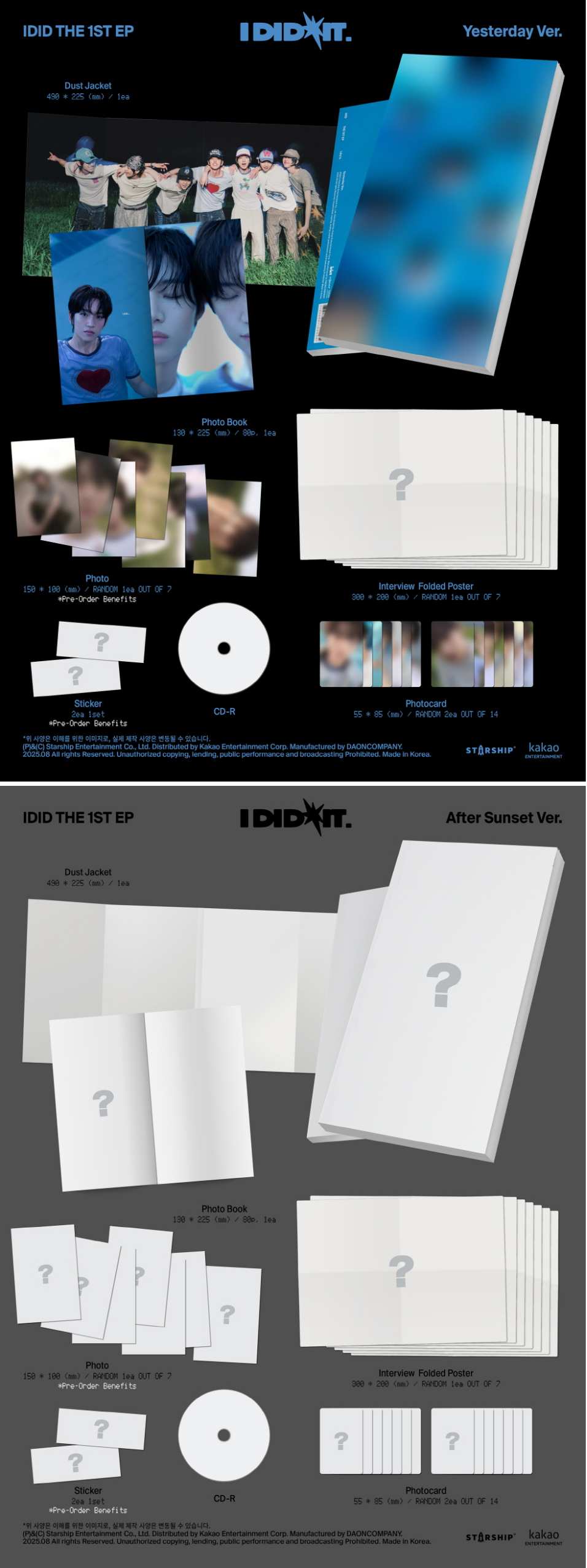IDID THE 1ST EP I did it Yesterday Ver/ After Sunset Ver 2types Random Ver