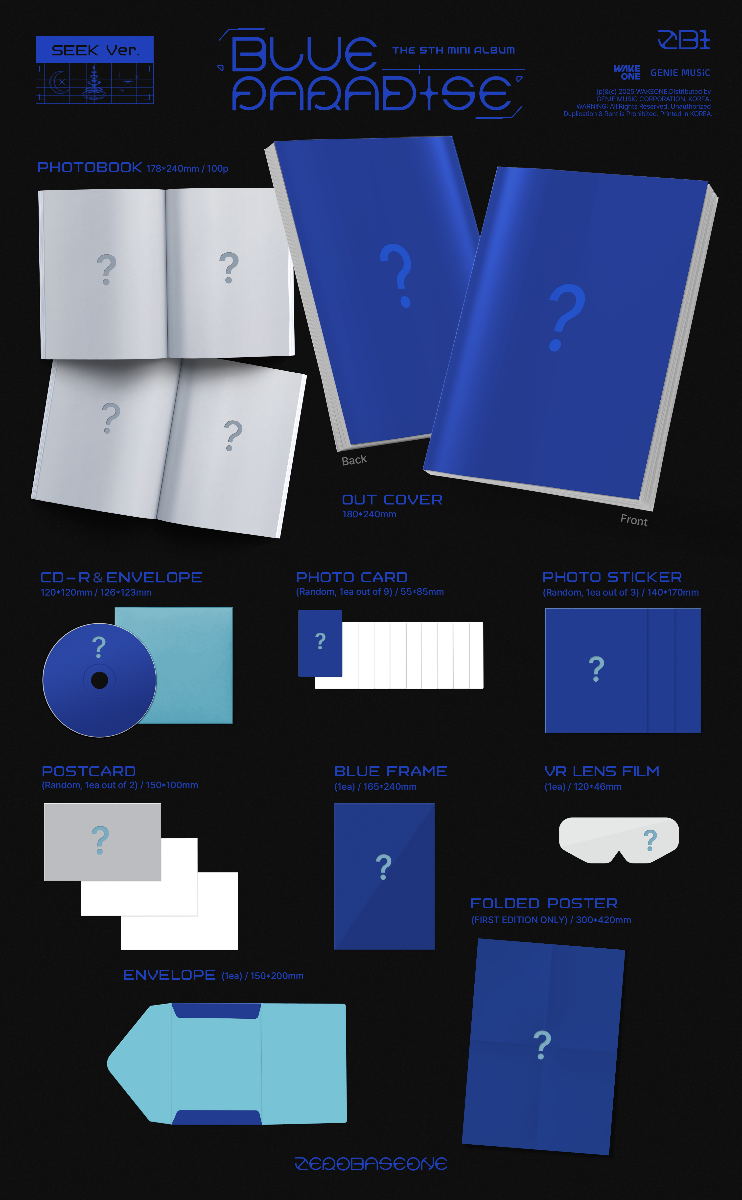 ZEROBASEONE The 5th Mini Album BLUE PARADISE SEEK Ver/HIDE Ver Random ver