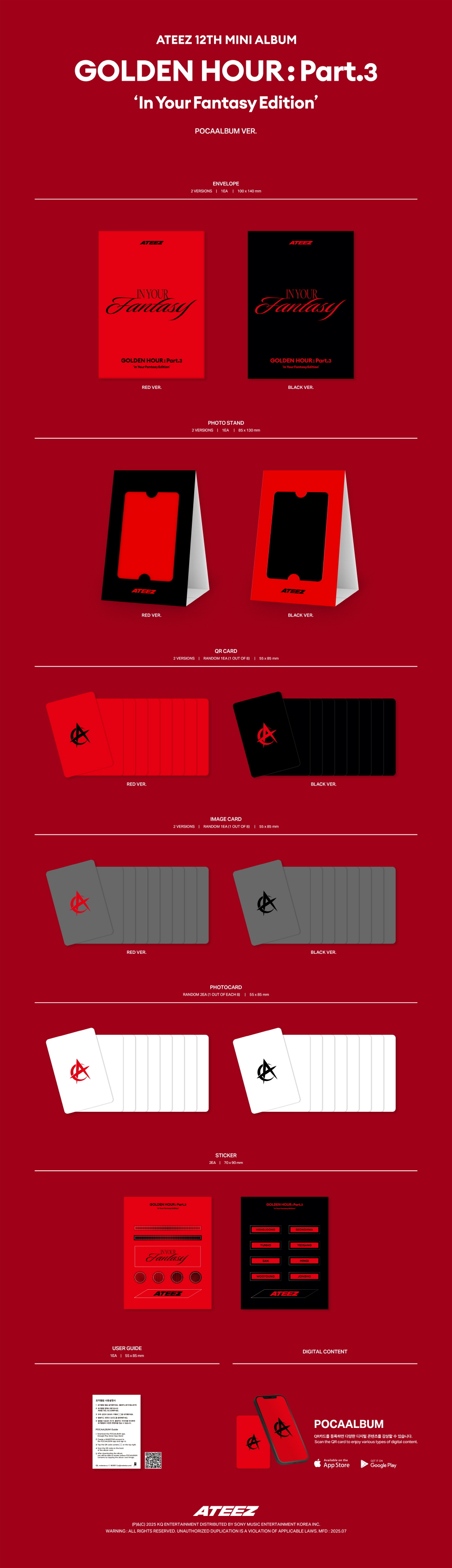 ATEEZ 12TH MINI ALBUM GOLDEN HOUR PART3 IN YOUR FANTASY EDITION POCAALBUM Ver2types Random Ver