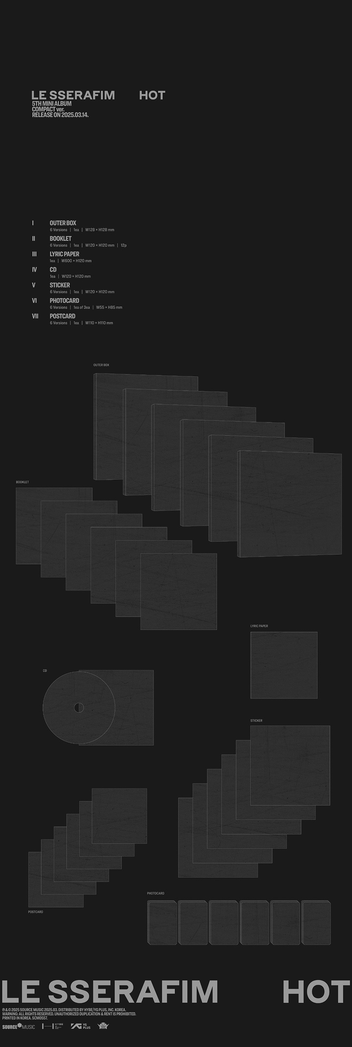 LE SSERAFIM 5th Mini Album HOT COMPACT ver 6 Types Random Ver