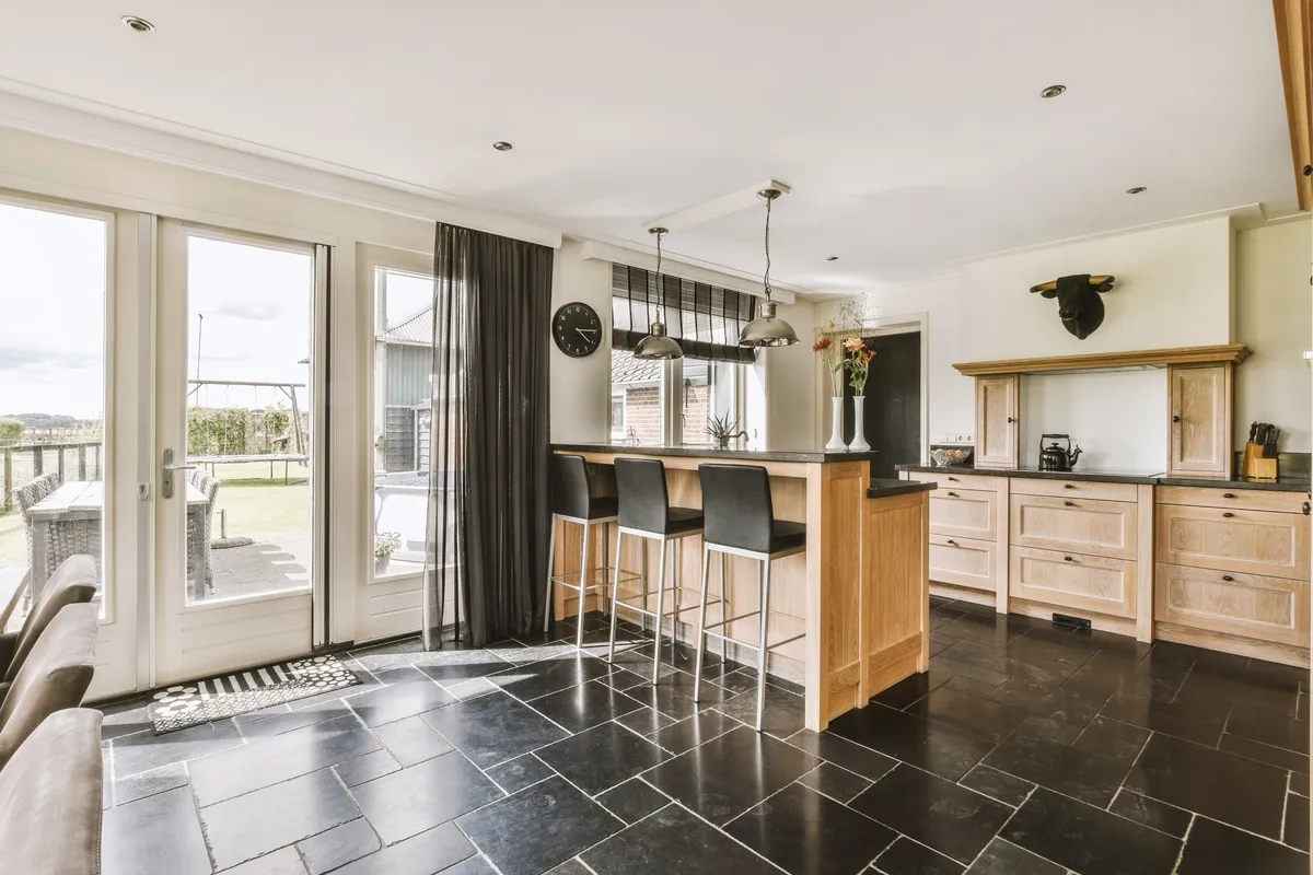 Slate Herringbone Pattern for Kitchen Floors: Elegant & Timeless