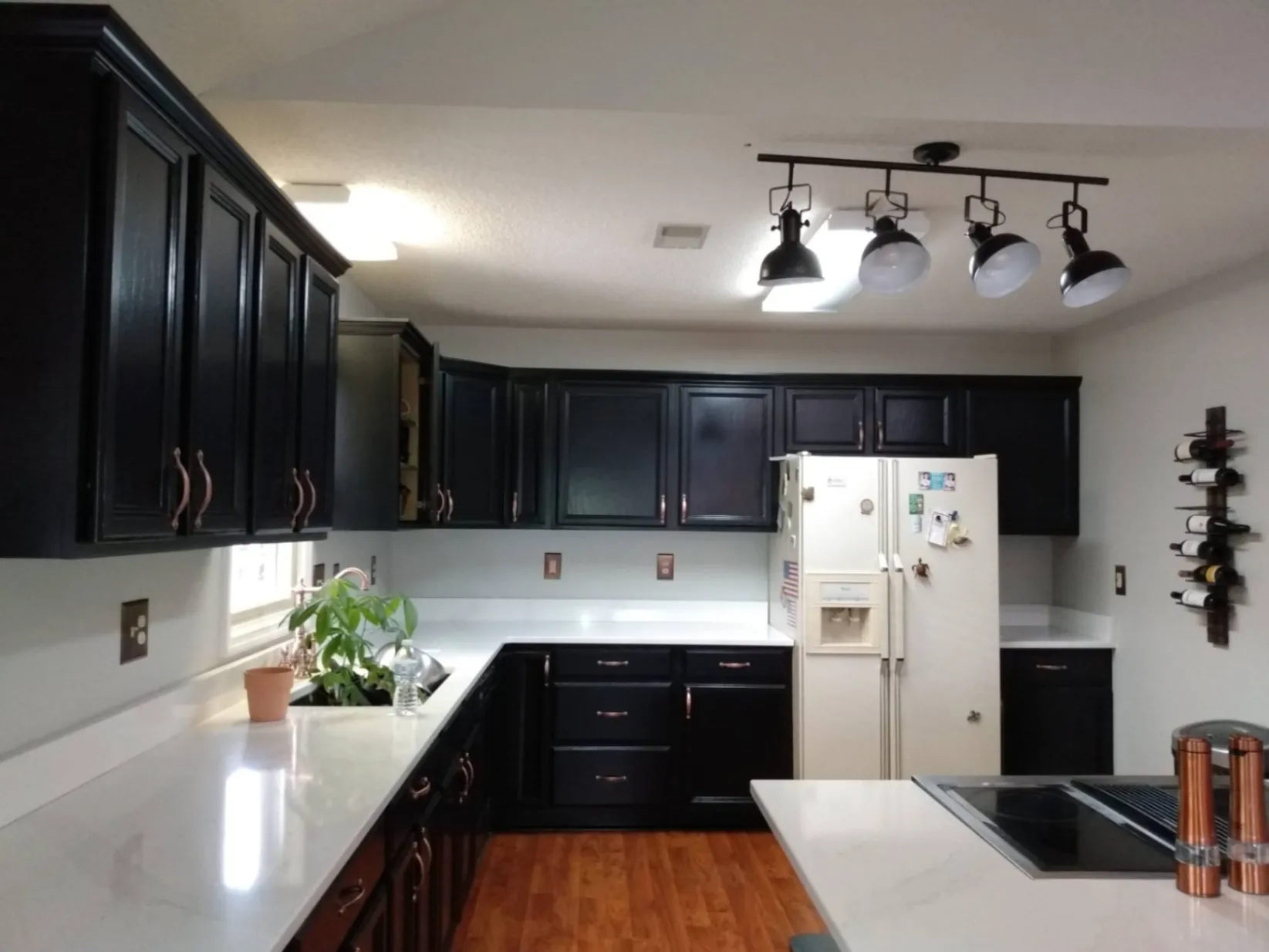 kitchen with elegant black cabinets