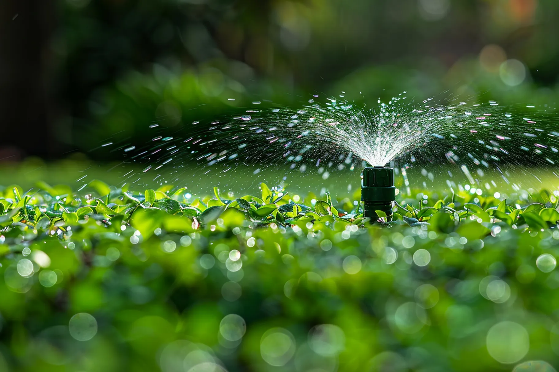 Automatic sprinkler of water in garden