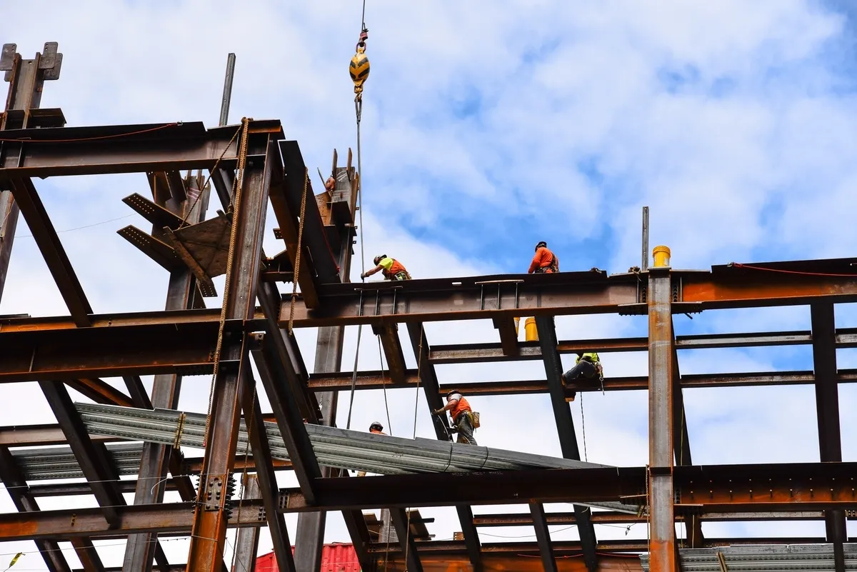 Abel Welding Services building a steel frame in Coral Springs, FL. By utilizing AutoCAD designs during structural steel fabrication, we verify calculations under real-world conditions. This allows us to serve as practical consultants to structural engineers and architects.