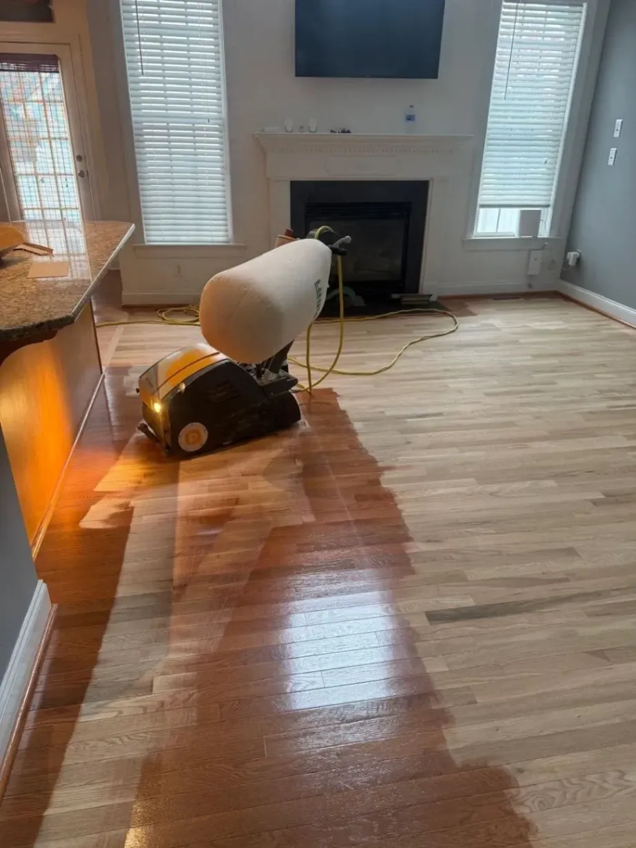 Bundled solid wood flooring delivered inside a home for proper 72-hour acclimatization to ensure a flawless hardwood installation in Cary, NC.