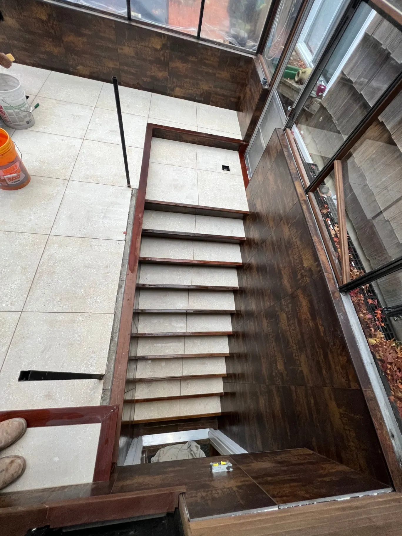 Basement floor porcelain tile