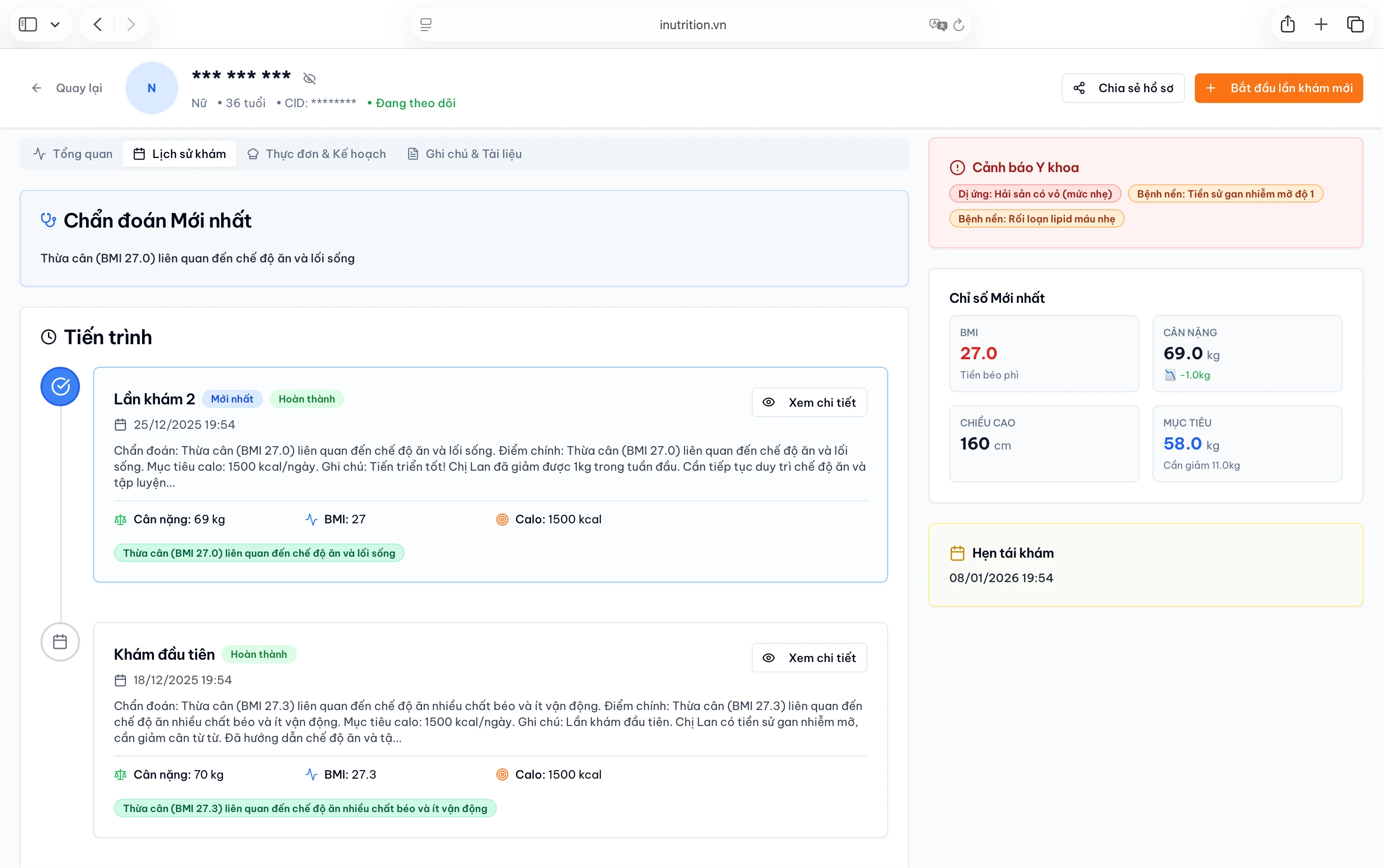Lịch sử Tư vấn - Consultation History