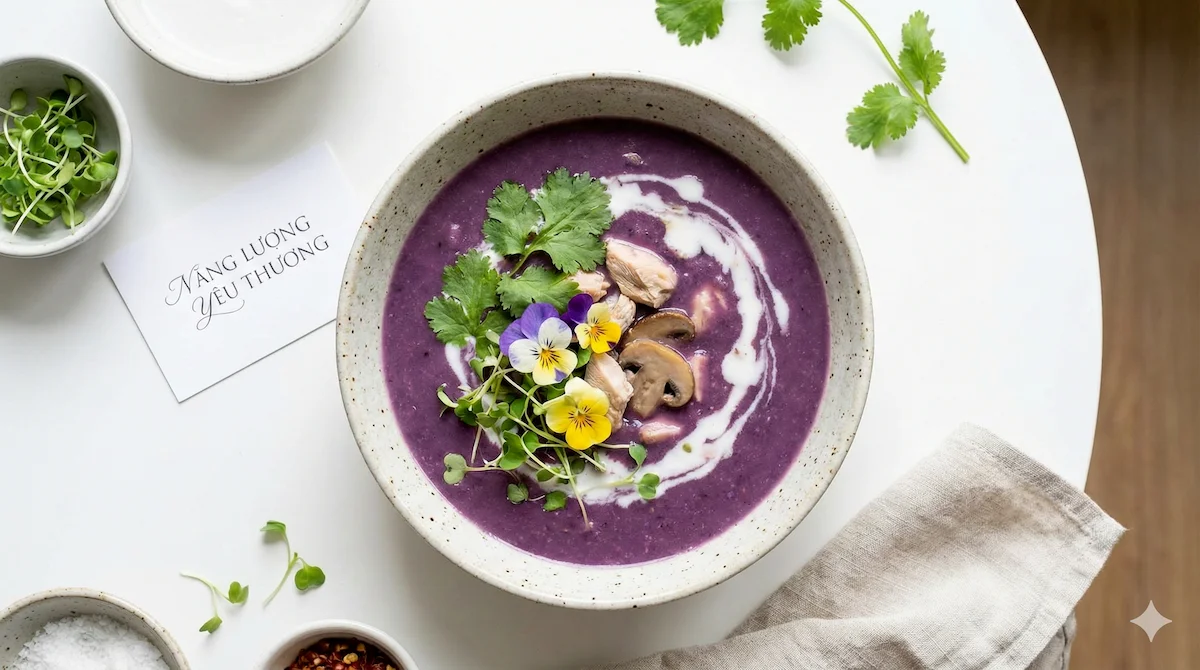 Súp Gà Nấm Khoai Lang Tím Kem Dừa - Năng Lượng Yêu Thương