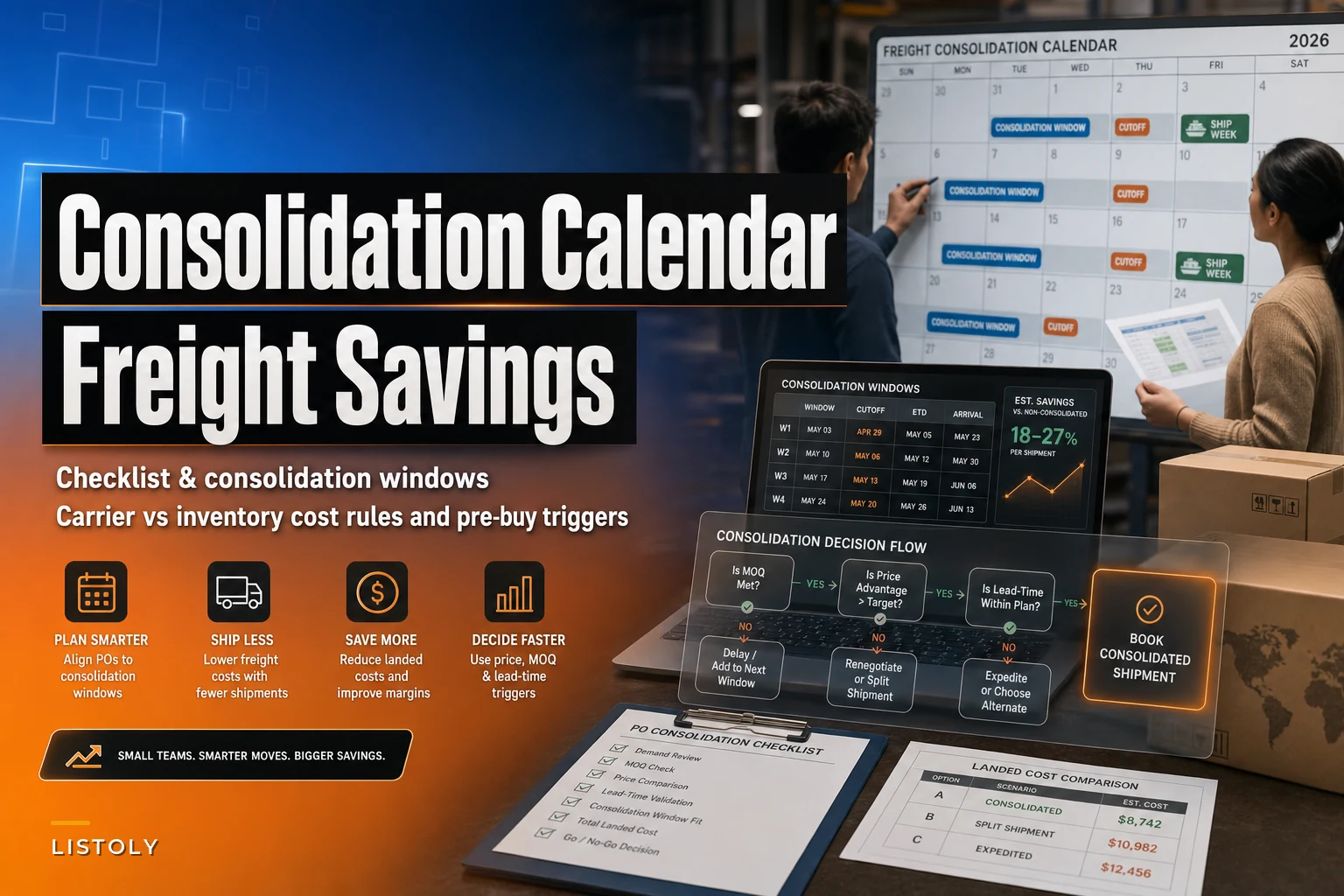 A PO-consolidation and freight calendar for small teams: when consolidation actually saves money
