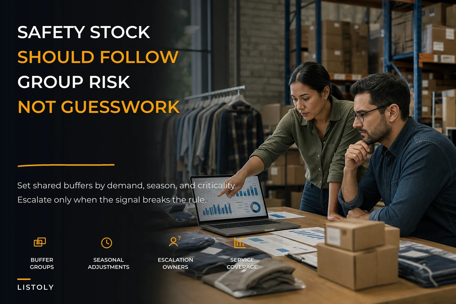 A portfolio safety-stock strategy for SMBs: group buffers, escalation triggers and seasonal adjustments