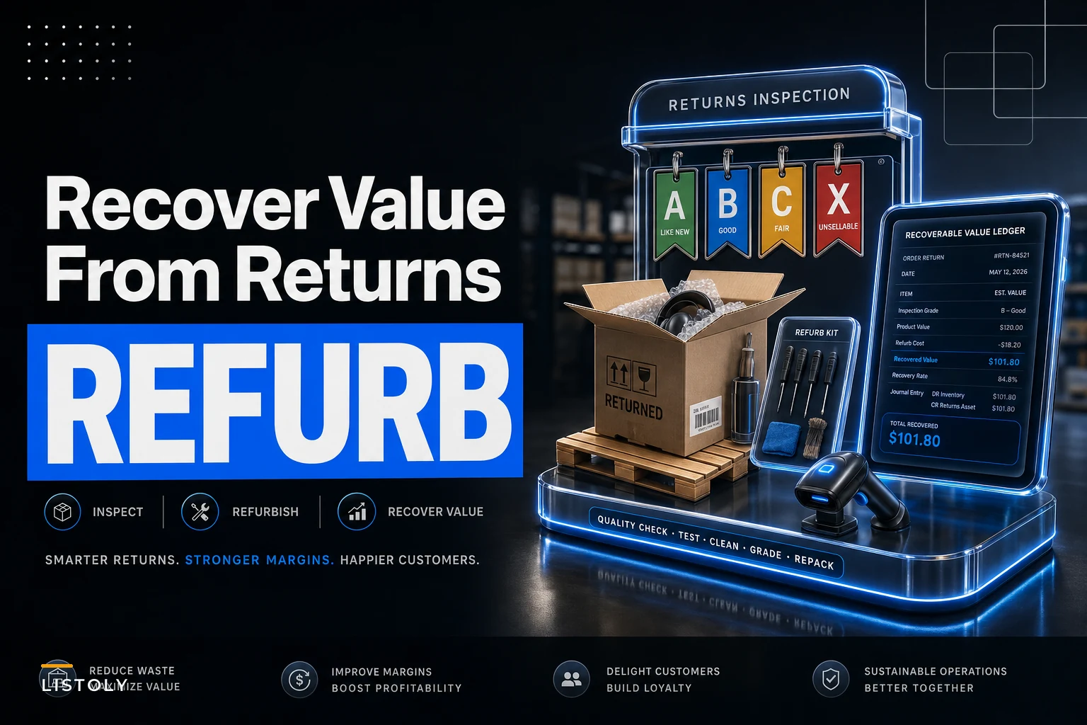 A returns valuation and refurbishment workflow to recover value from returns
