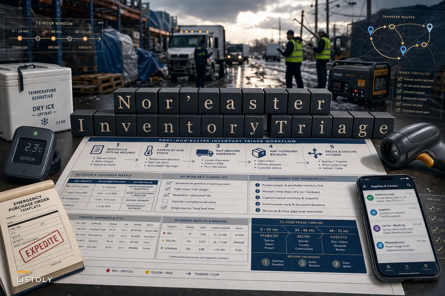 After the Nor'easter: A Triage Checklist for SMB Inventory Teams — Reorder, Transfer and Delivery Rules to Stabilize Operations