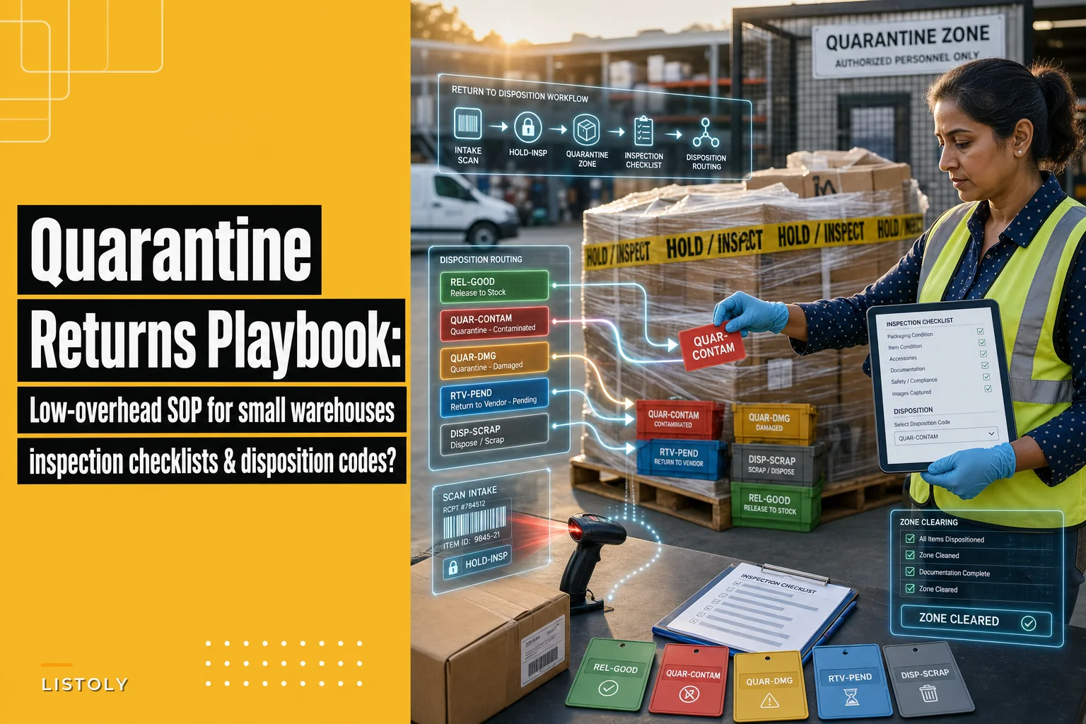 Low-overhead quarantine and returns workflow to prevent contaminated stock re-entry