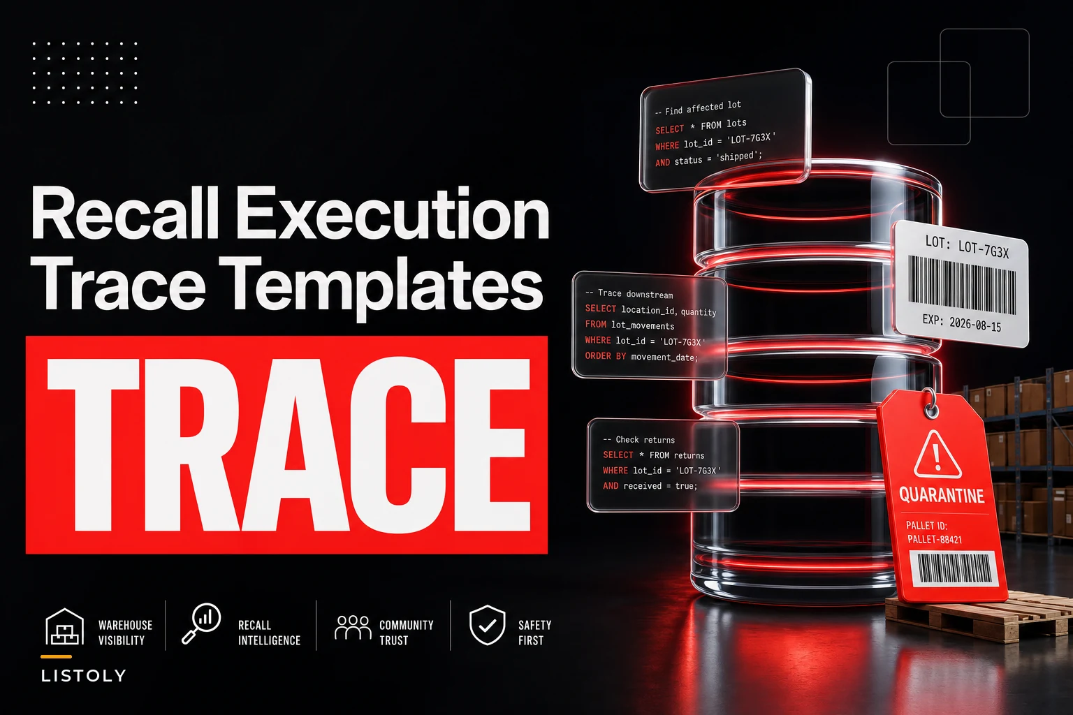 Recall-execution checklist and trace query templates for small-scale lot-control events