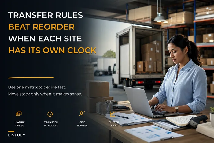 Transfer-vs-reorder rules for 2–10 locations: a simple matrix and templates for SMBs