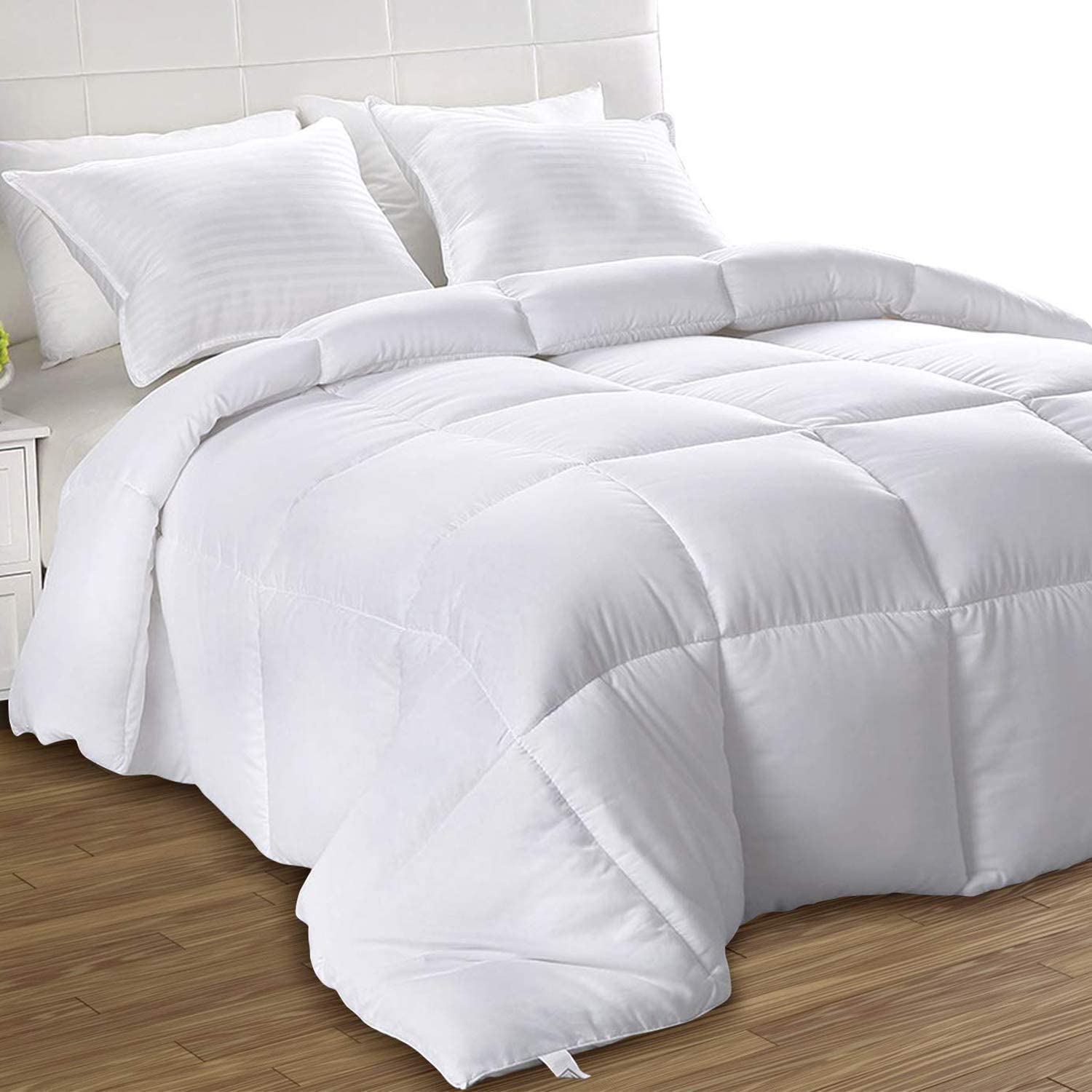 Photo 1 of Utopia Bedding Down Alternative Comforter King White  All Season Comforter  Plush Siliconized Fiberfill Duvet Insert  Box Stitched