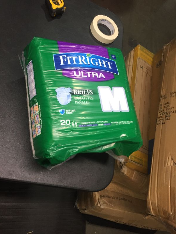 Photo 2 of FitRight Ultra Adult Diapers Disposable Incontinence Briefs with Tabs Heavy Absorbency Medium 3242 Pack of 20